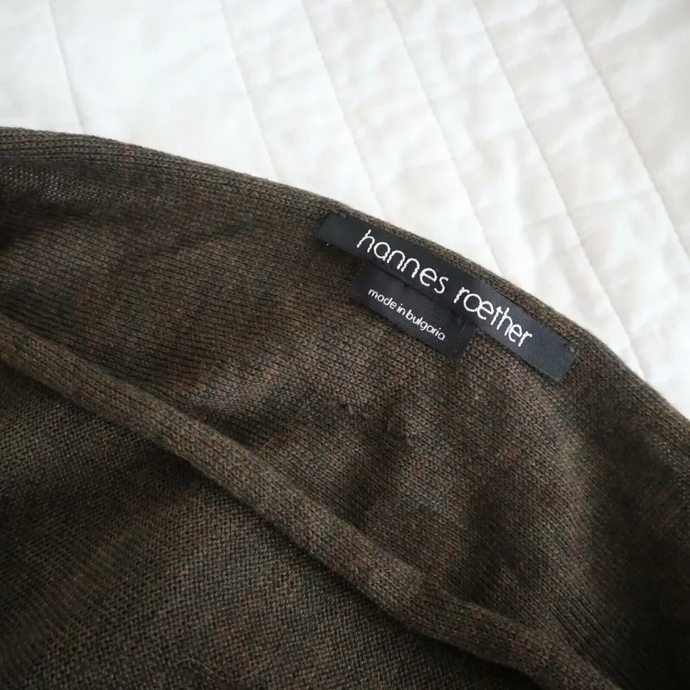 Hannes Roether Size M Merino Wool A-Line Sweater Tunic Pockets Green